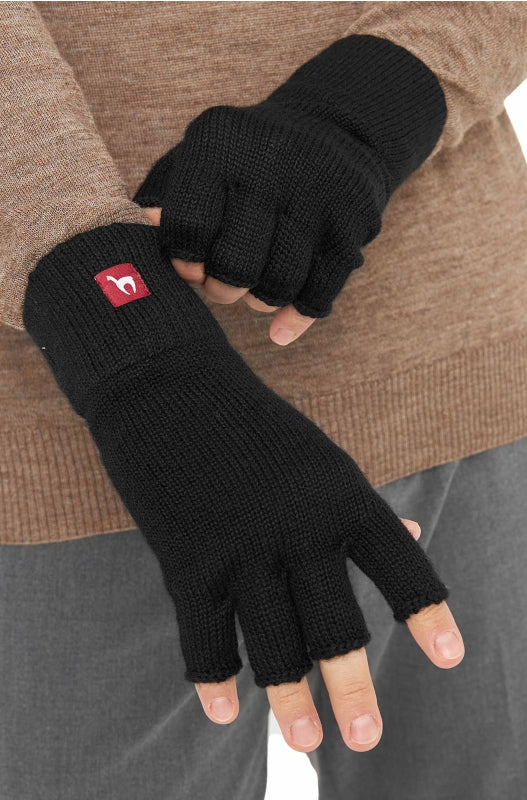 Fingerless baby alpaca wool gloves