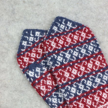 Load image into Gallery viewer, Erika&#39;s red-blue striped mittens

