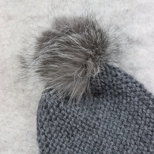Baby alpaca hat with fox fur tassel