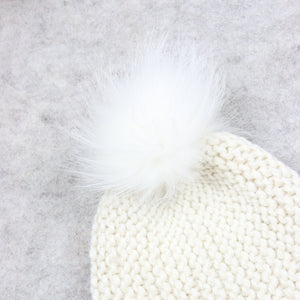 Baby alpaca hat with fox fur tassel